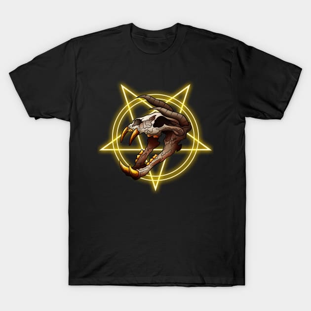 Demon Cat Skull T-Shirt by BoombasticArt